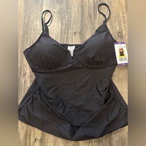 Anne Cole Black One Piece Swimsuit with Adjustable Straps Top Only